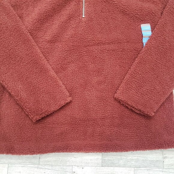 Berkley Jensen Sherpa Quarter Zip Wide Ribbed Collar Rust Cozy Womens XL NWT - Picture 3 of 12